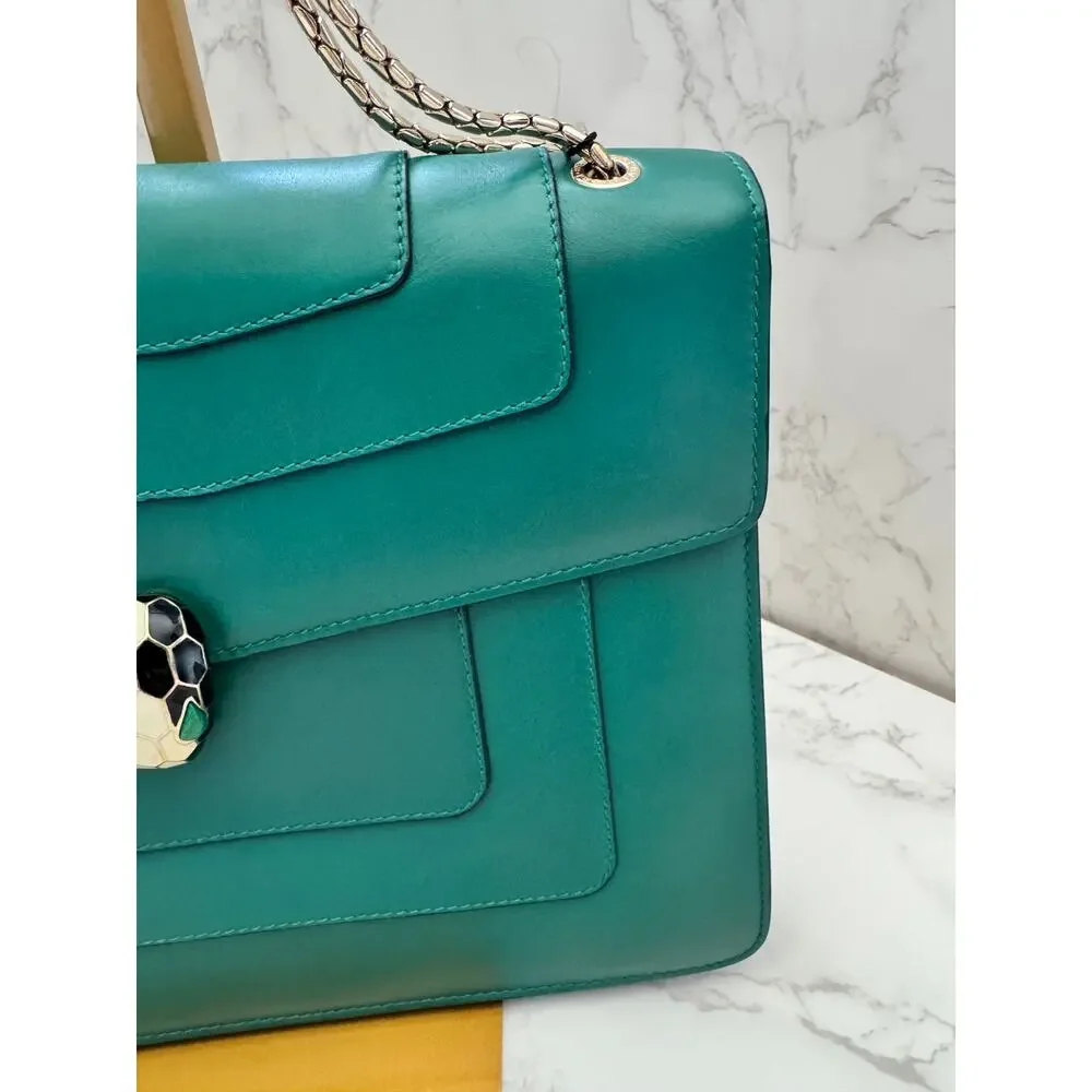 Bvlgari Serpenti Forever Bag in Green Teal with Purple Interior